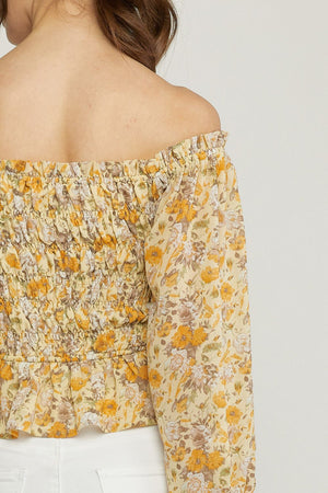 Sunny Meadow Floral Off-Shoulder Blouse