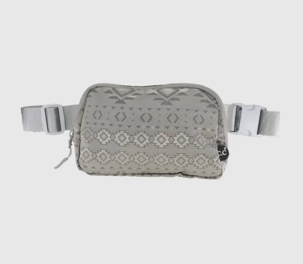 Light Grey Southwest Patterned C.C Belt Bag