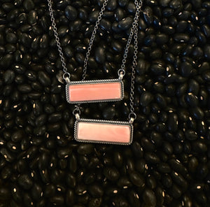 Pink Conch and Sterling Silver Bar Necklace