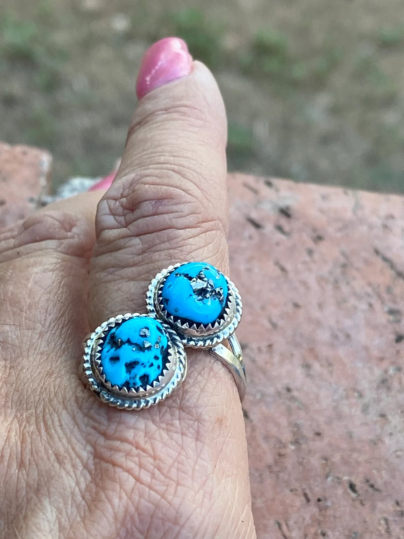 Navajo Turquoise and Sterling Silver Adjustable Ring