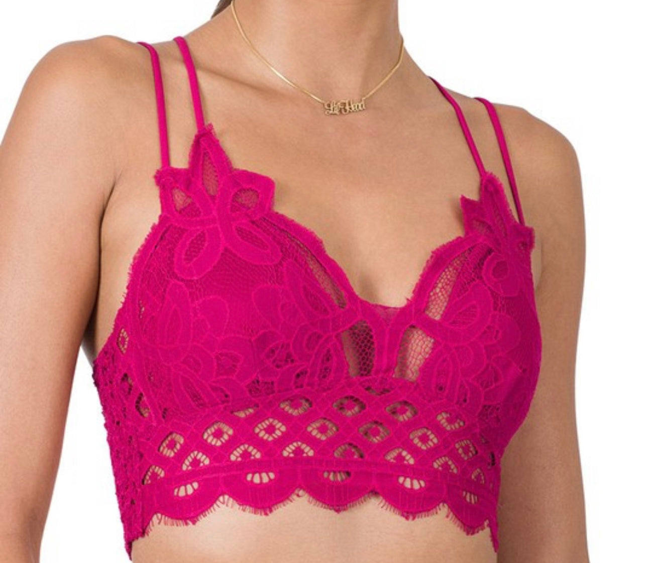 Rosalie Hot Pink Lace Bralette – Lea Clothing Co.