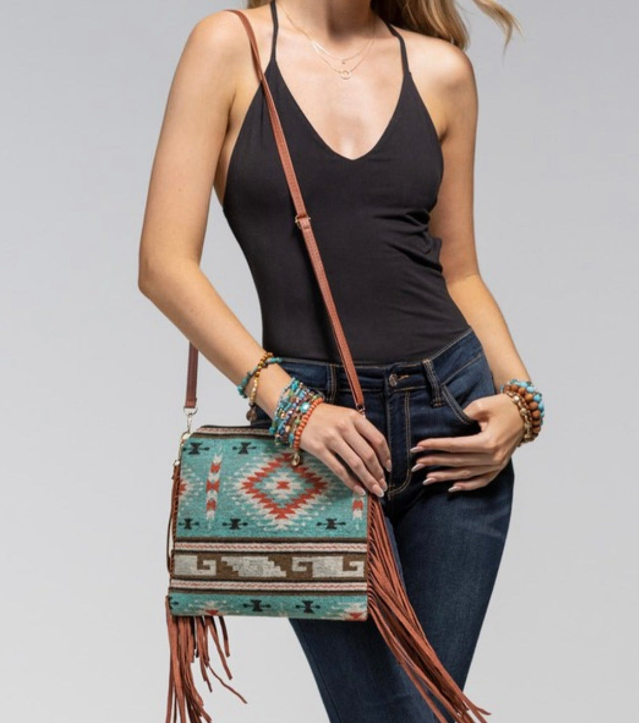 Blue Moon Aztec Crossbody