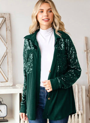 Sequin Button Down Shacket