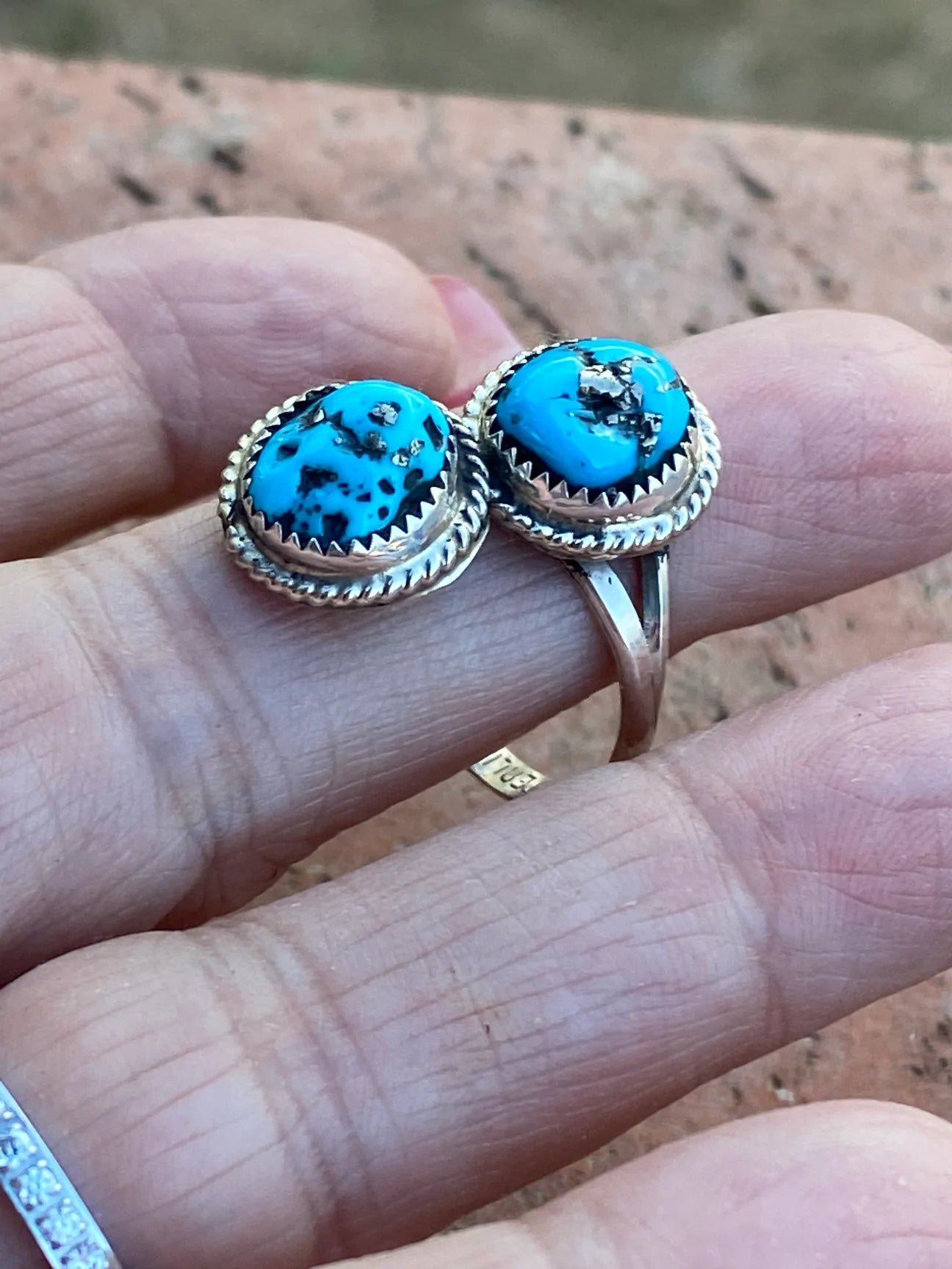 Navajo Turquoise and Sterling Silver Adjustable Ring