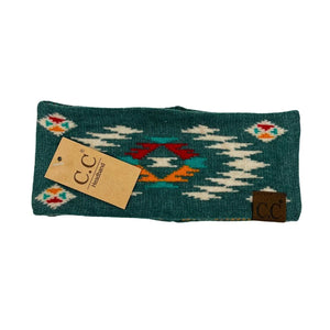 Aztec Patterned Head Wrap-FOREST GREEN