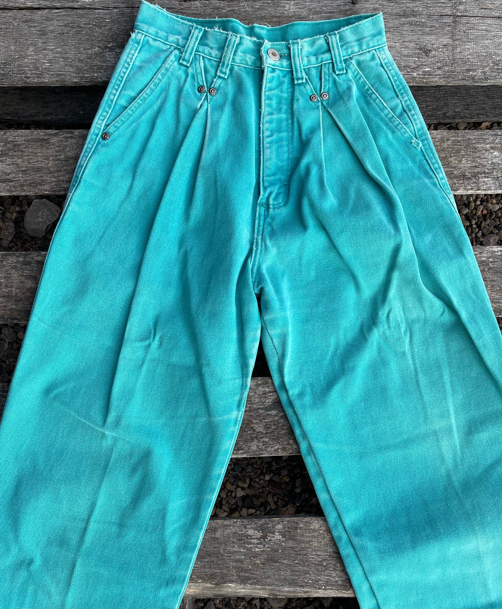 Vibrant Turquoise Vintage Wranglers 26"