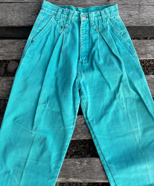 Vibrant Turquoise Vintage Wranglers 26"