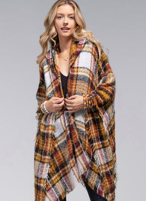 Mochaccino Plaid Ruana