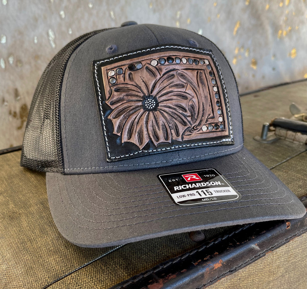 Charcoal and Black Daisy Patch Hat