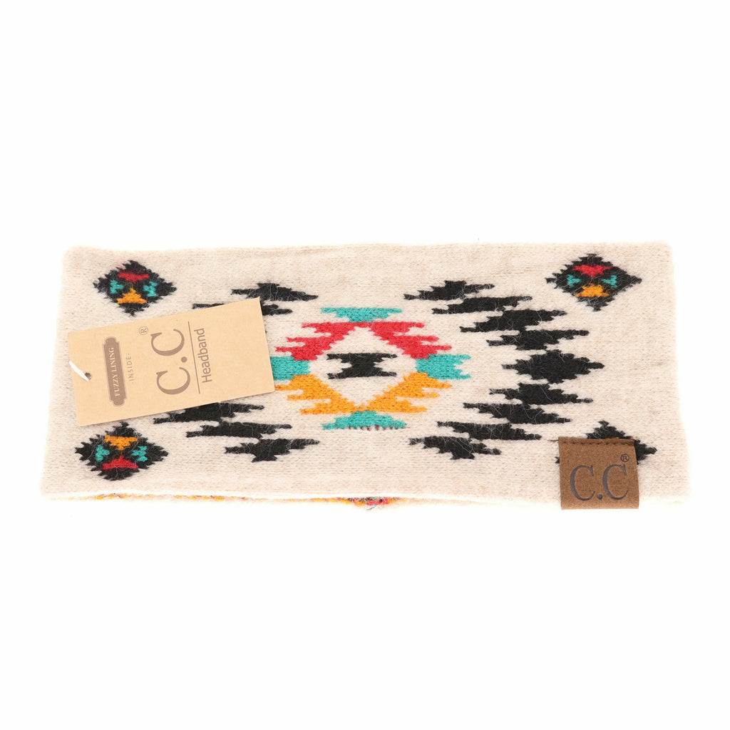 Aztec Patterned Head Wrap-BEIGE