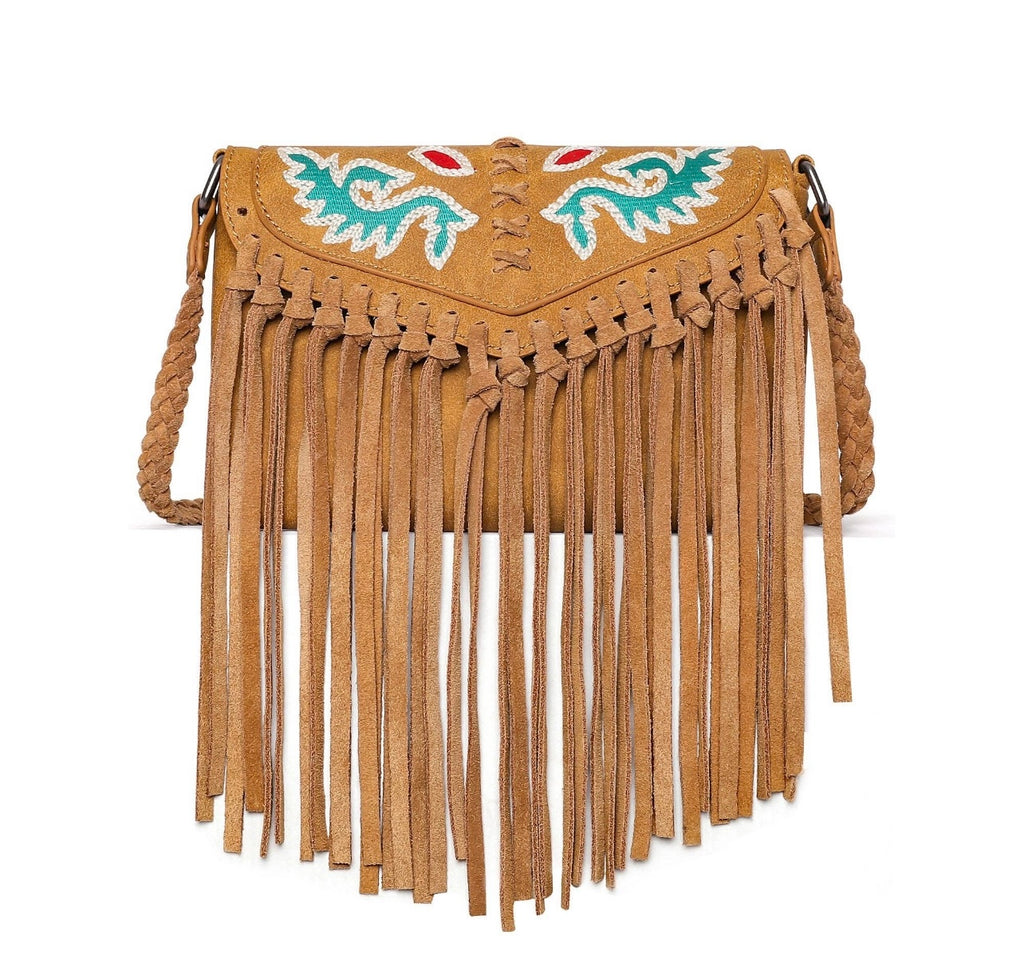 Tan Wrangler Fringe Crossbody