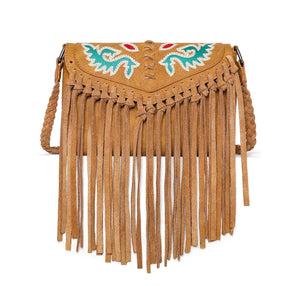 Tan Wrangler Fringe Crossbody