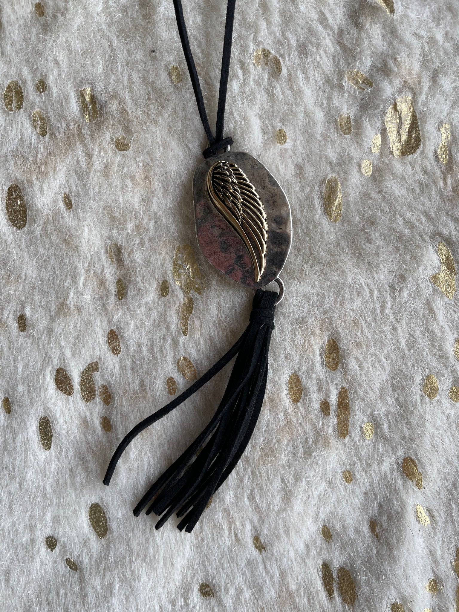 Black Feathered Angel Wing Necklace
