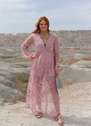 Mauve Lace Boho Maxi Dress reannamarieboutique Mauve Lace Boho Maxi Dress reannamarieboutique