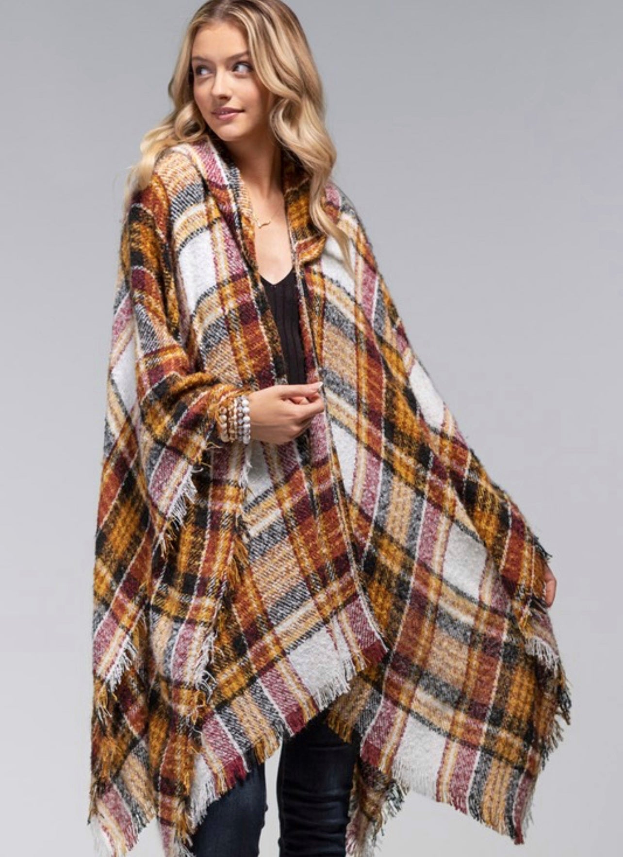 Mochaccino Plaid Ruana