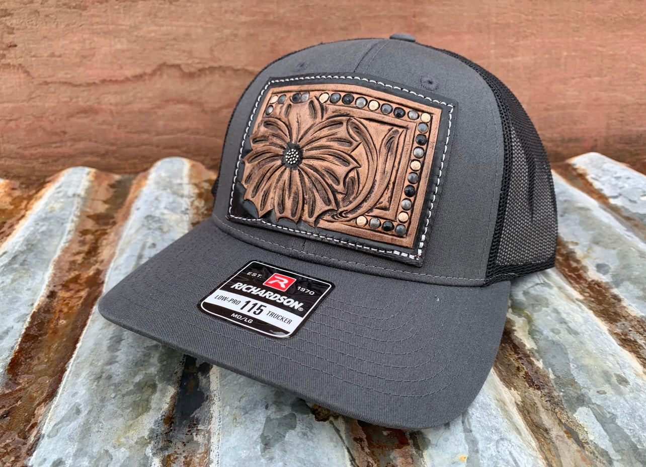 Charcoal and Black Daisy Patch Hat