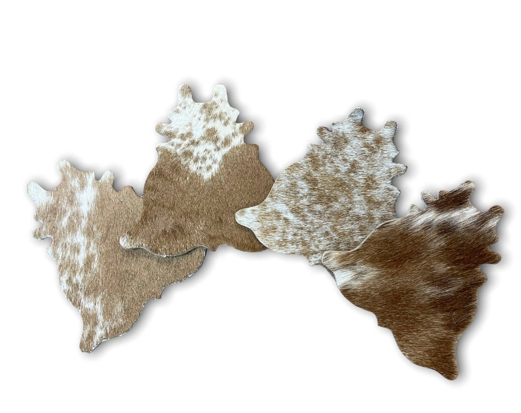 Brown/White Cowhide Shaped Coasters-4pc set