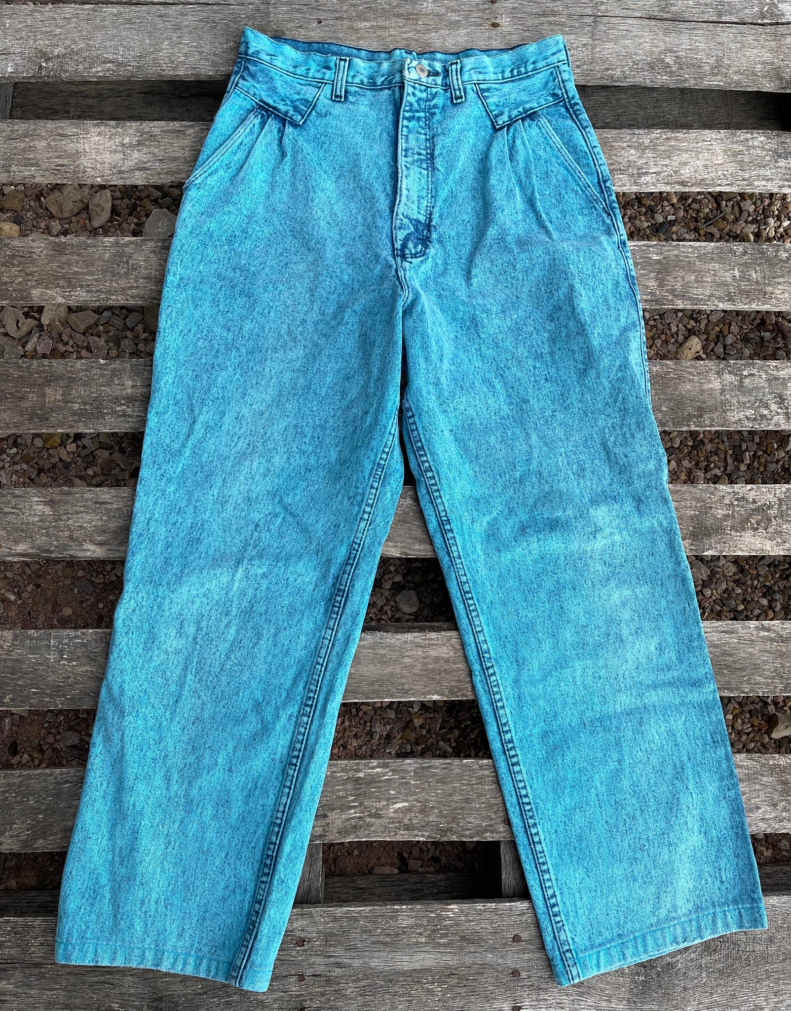 33” Vintage Acid Wash Blue Wranglers