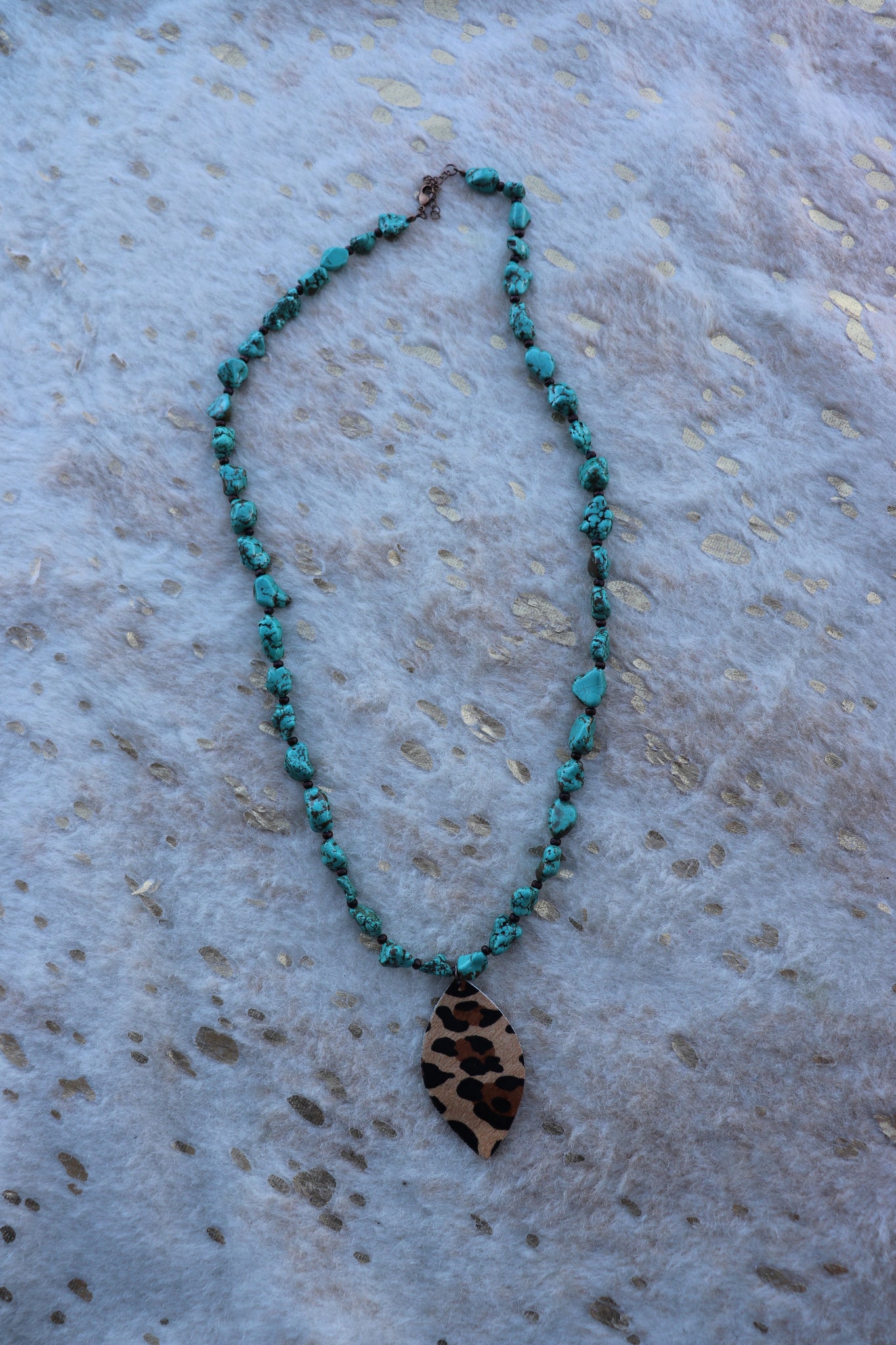 Turquoise beaded Leopard necklace