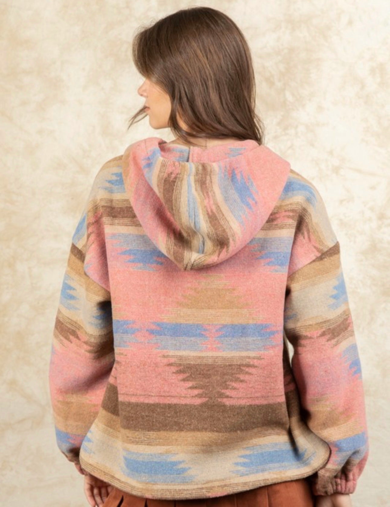 Aztec Hooded Pullover (Rose Mix)