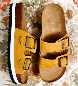 Corky's Beach Babe Sandals-Mustard Suede