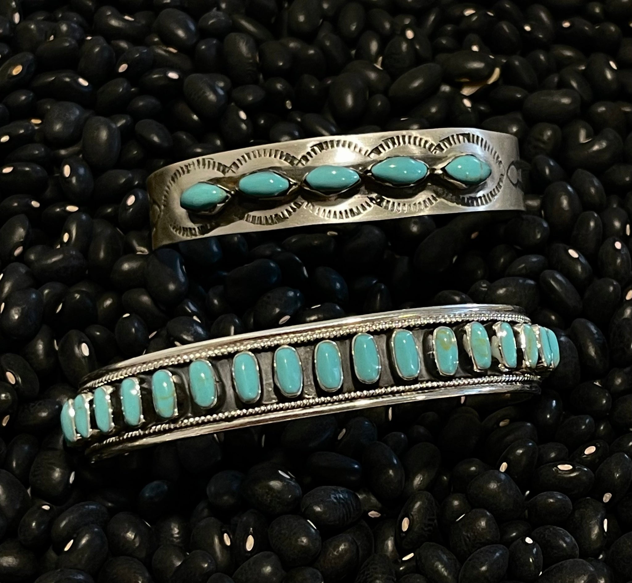 5 Stone Turquoise Stamped Cuff