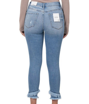 Mid-Rise Distressed Crop Skinny Jeans