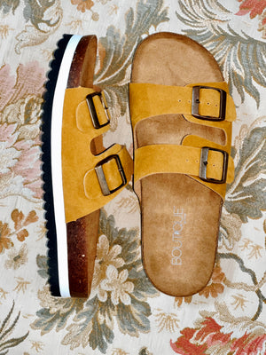 Corky's Beach Babe Sandals-Mustard Suede