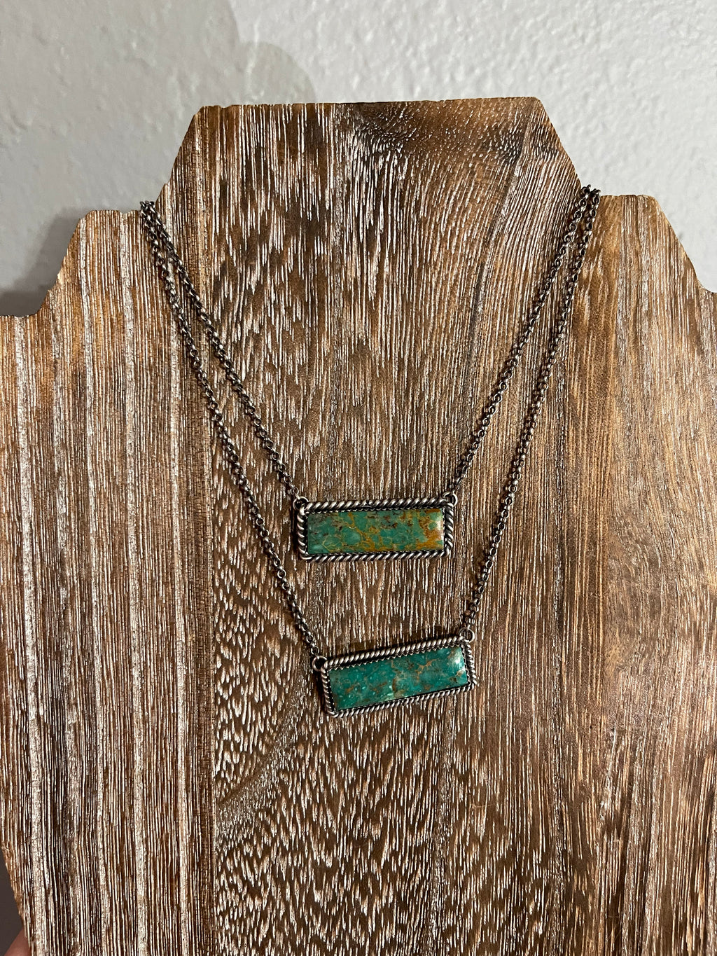 Navajo Sterling Silver & Royston Turquoise Bar Necklace