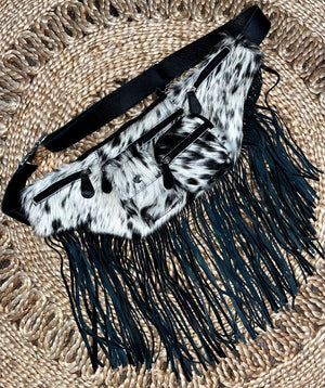 Black & White Cowhide Fanny Pack