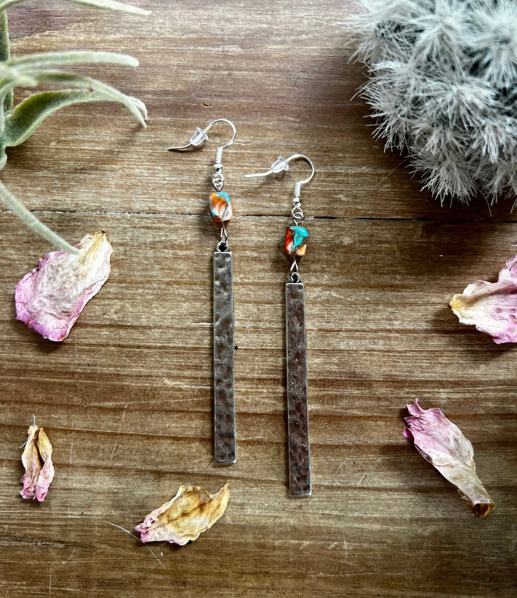 Spiny & Turquoise Dangle Earrings