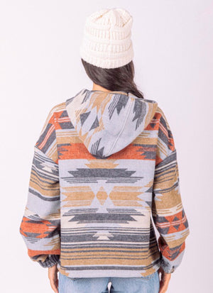 Aztec Hooded Pullover (Navy Mix)