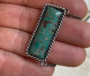 Navajo Sterling Silver & Royston Turquoise Bar Necklace