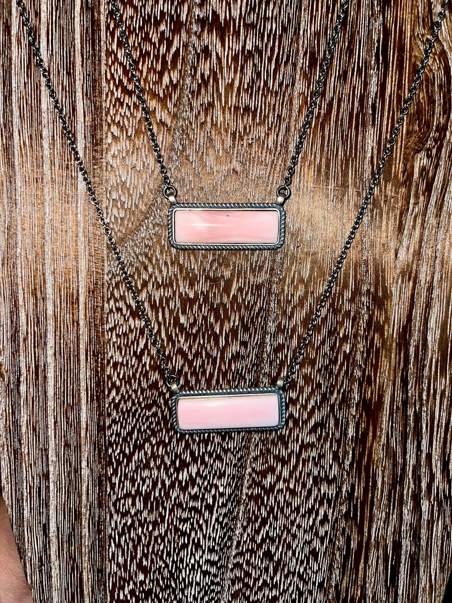 Pink Conch Bar Necklace