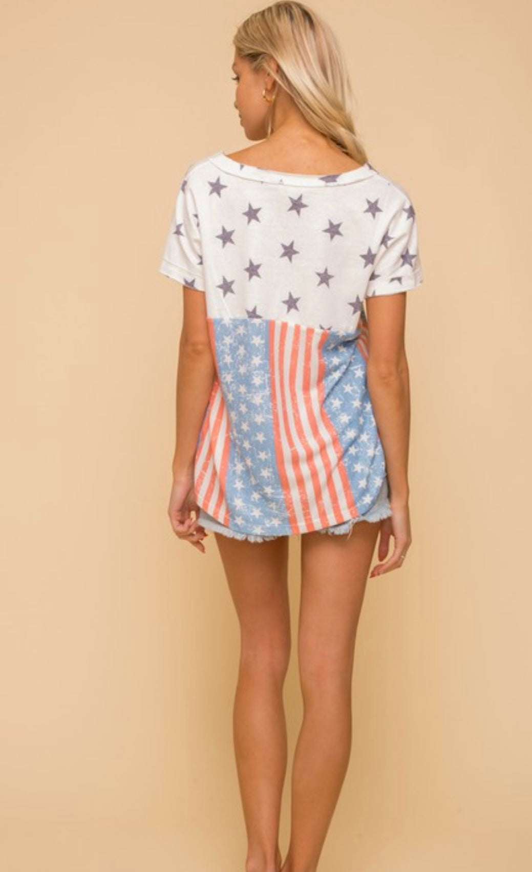 American Flag V-Neck Tee