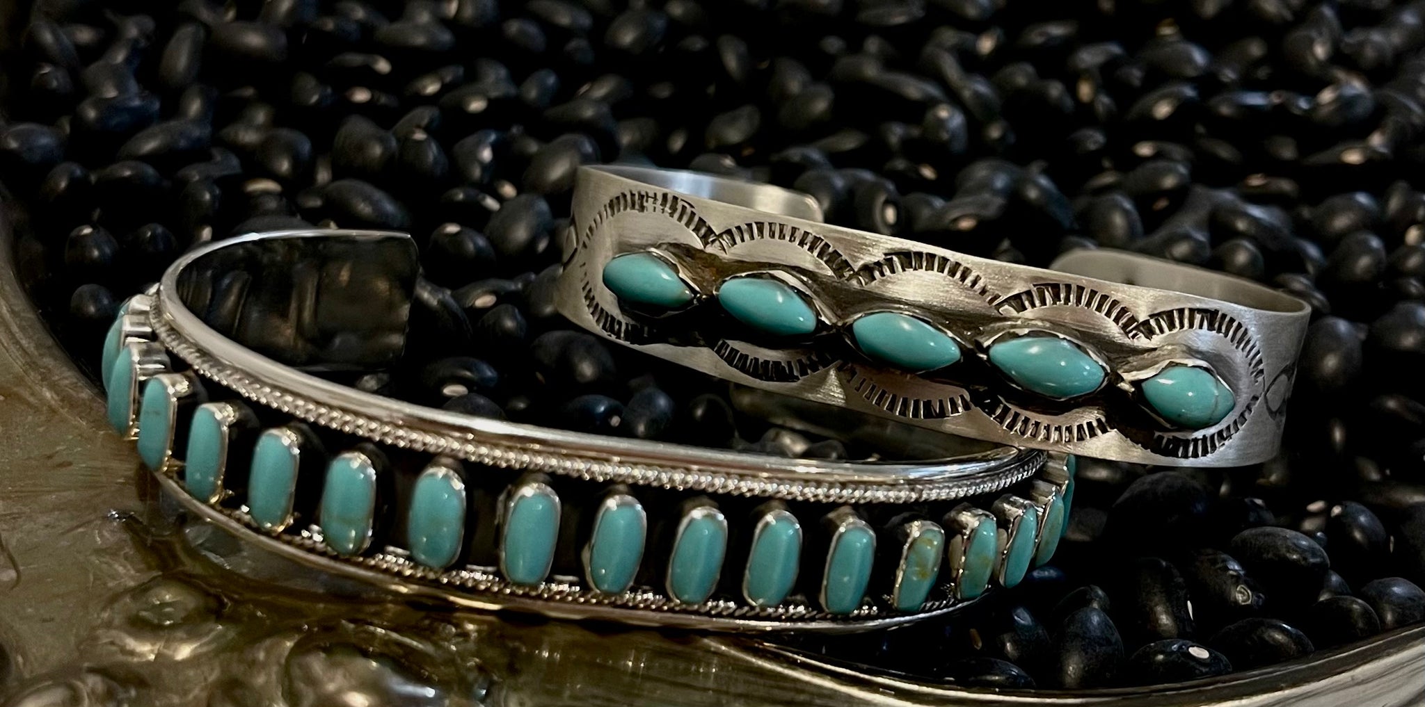 5 Stone Turquoise Stamped Cuff