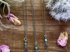 Cactus Necklace with Authentic Turquoise