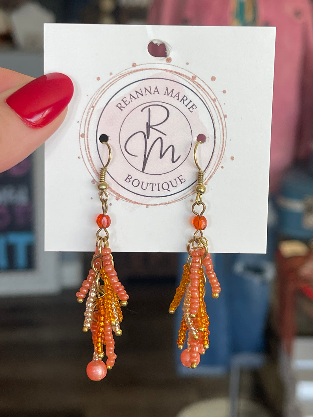 Multicolor Orange beaded earrings