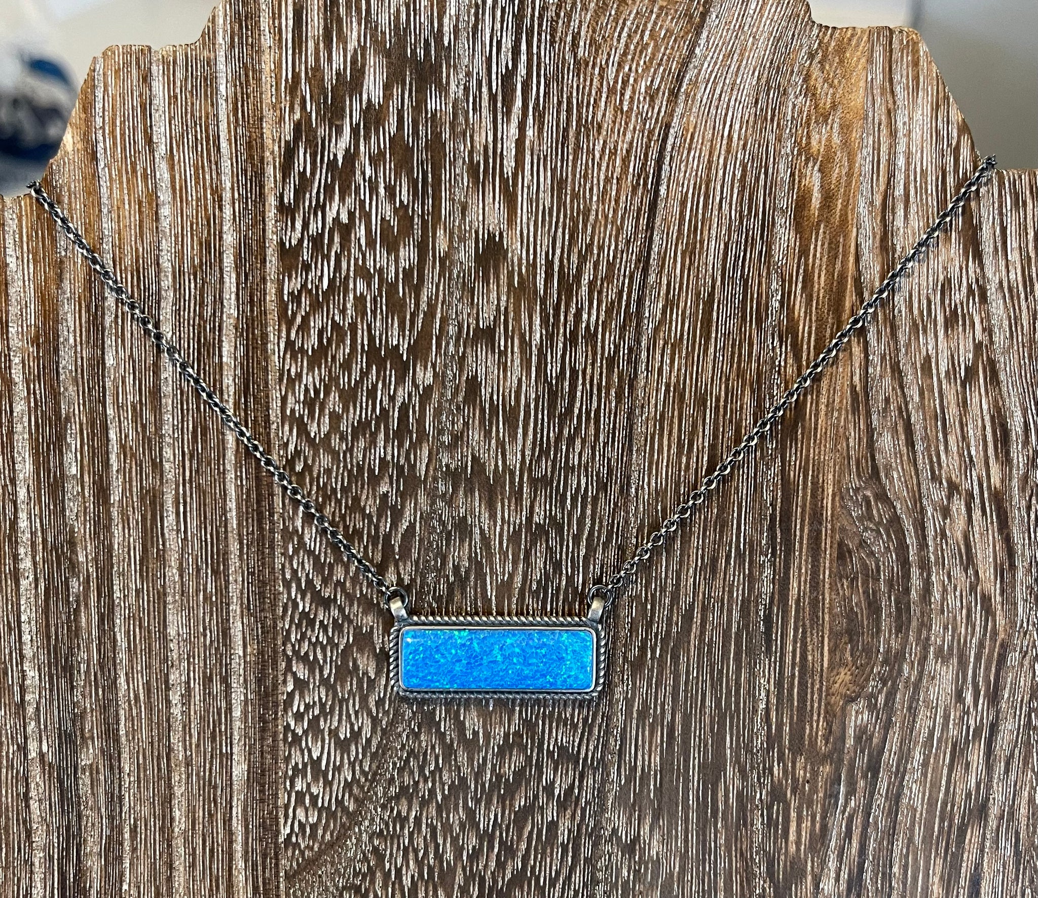 Blue Opal Bar Necklace