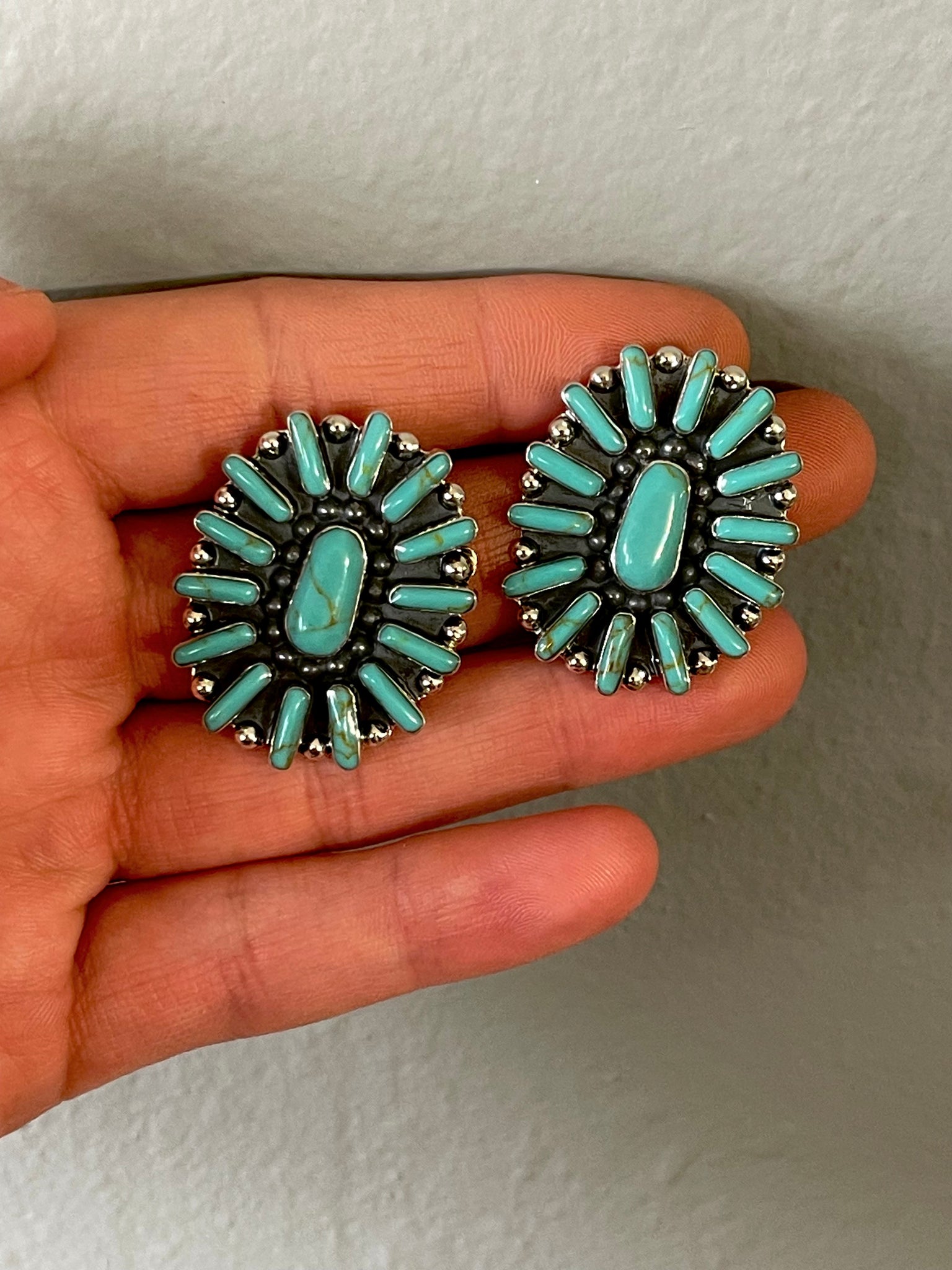 Turquoise Cluster Post Earrings