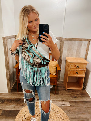 Turquoise Cowhide Fanny Pack