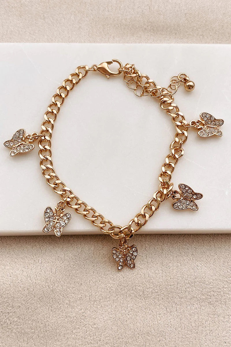 Spread Your Wings Butterfly Charm Bracelet-Gold