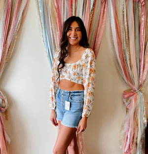 Just Peachy Ivory Floral Top