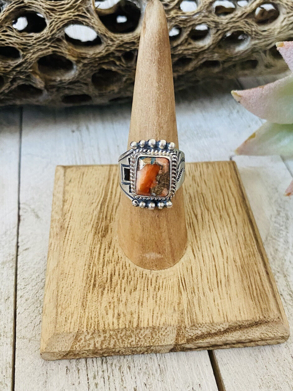 Navajo Sterling Silver & Multi Stone Spice Adjustable Ring