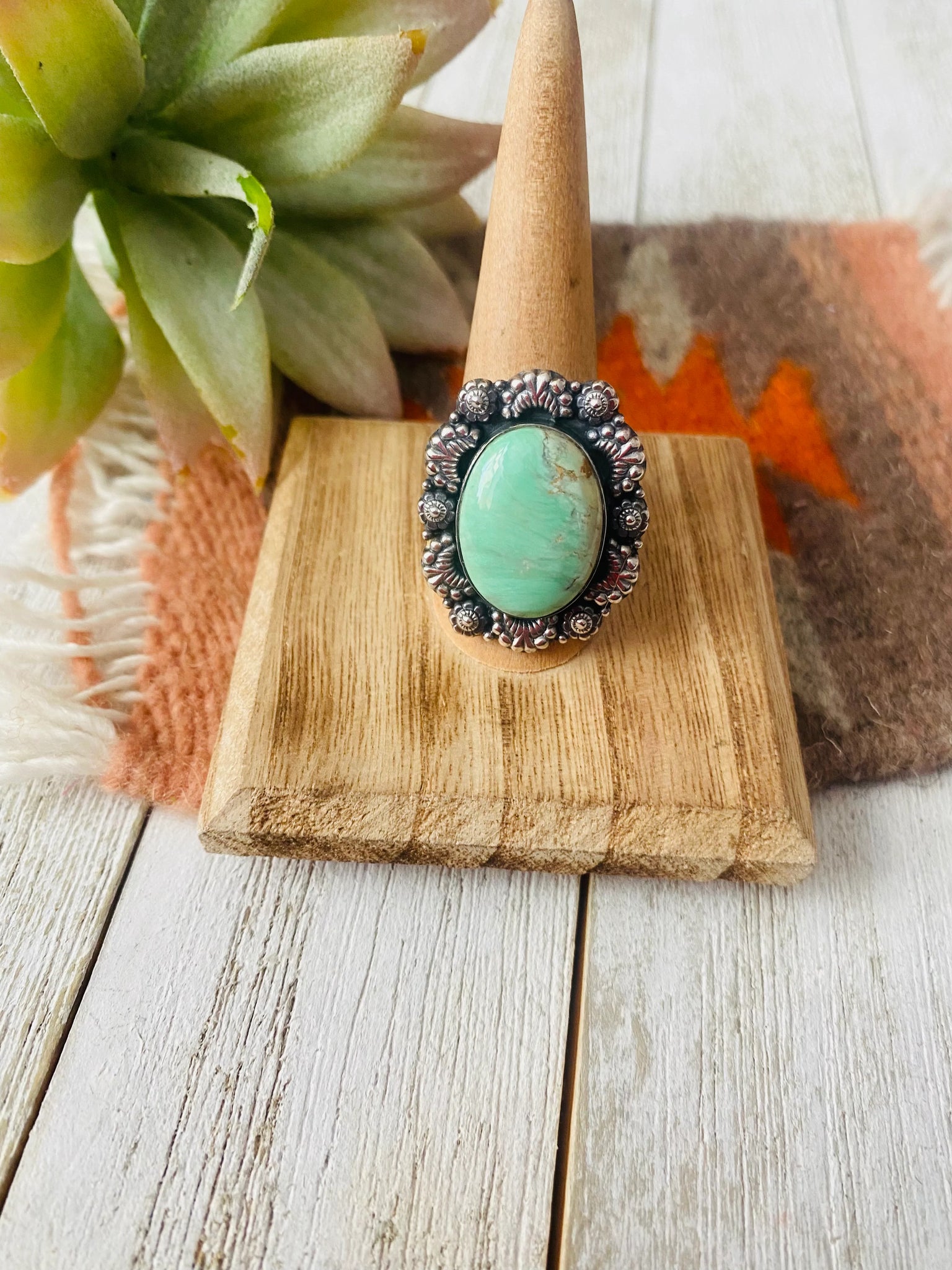 Sterling Silver & Turquoise Adjustable Ring
