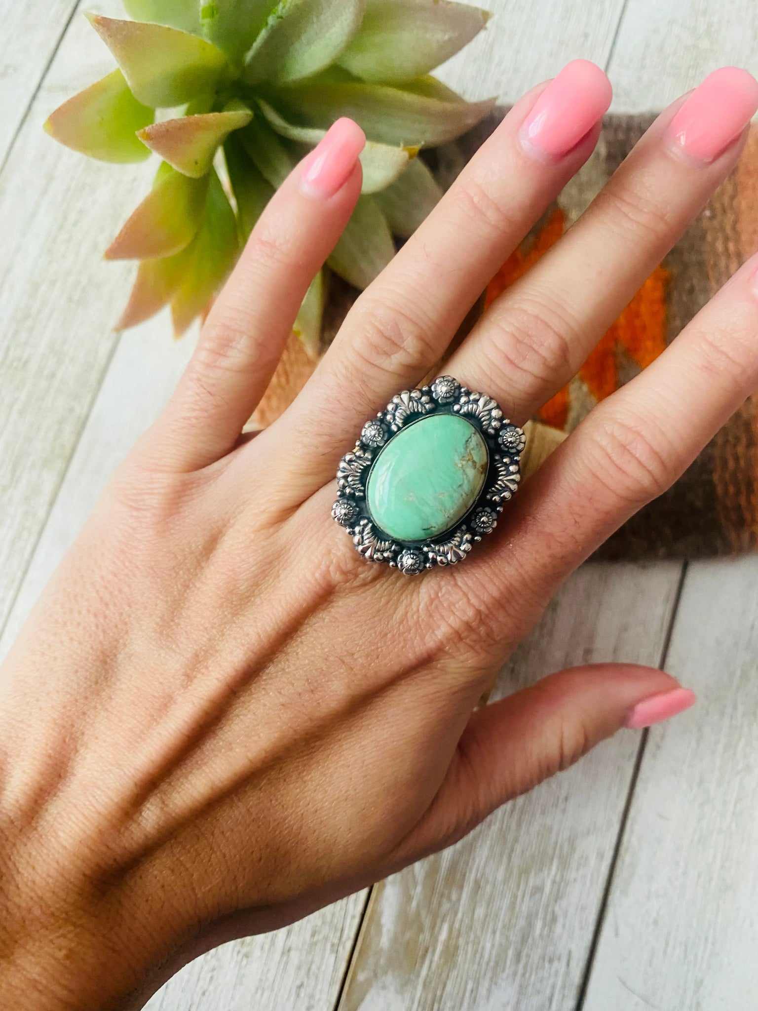 Sterling Silver & Turquoise Adjustable Ring